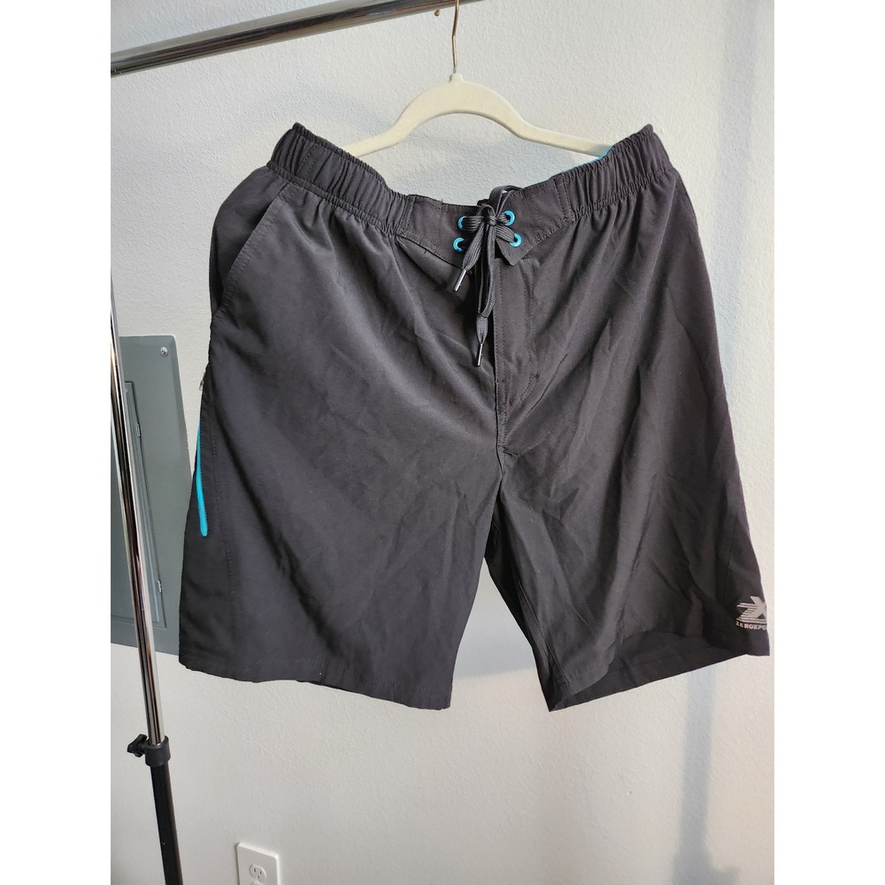ZeroXposur Mens Black Aqua Athletic Swim Trunks Shorts Size L MSRP $46
